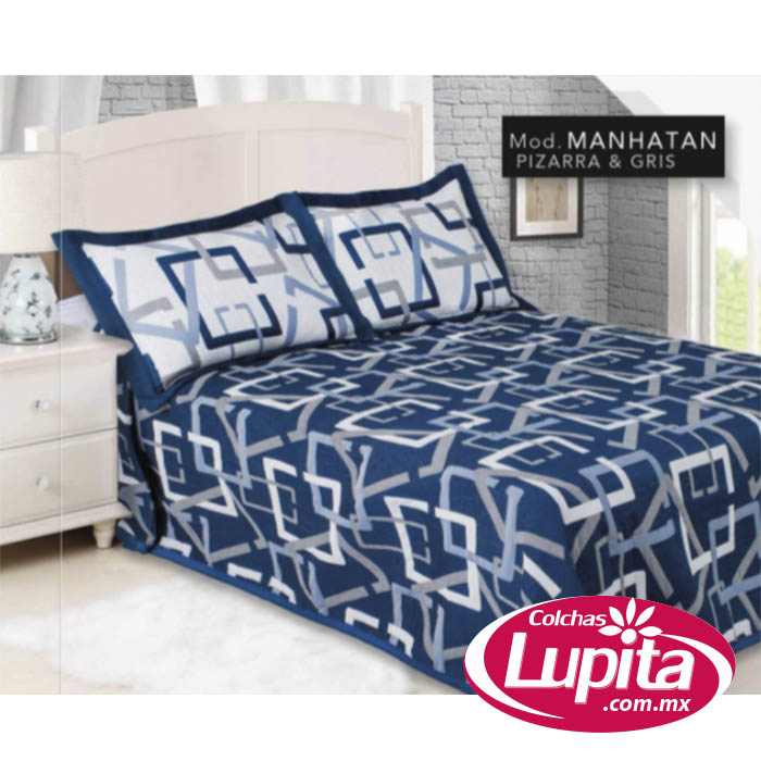 COLCHA MANHATTAN PIZARRA-AZUL IND (Fanitty)