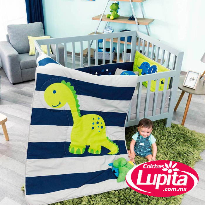 suéter Soviético implícito EDREDON CAMA CUNA CORRAL BABY DINOS (Vianney Bebé) | Colchas Lupita