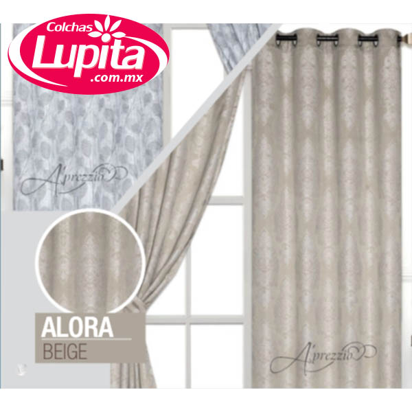 JUEGO DE CORTINAS ALORA BEIGE (Aprezzio)