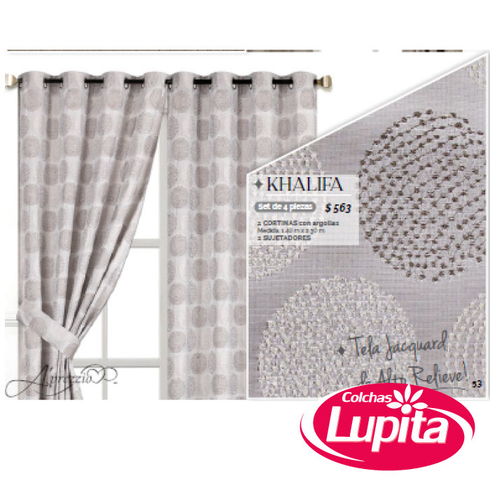 JUEGO DE CORTINAS KHALIFA GRIS (Aprezzio)