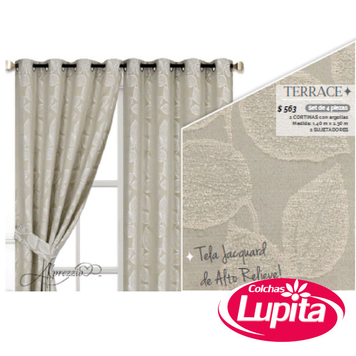 JUEGO DE CORTINAS TERRACE BEIGE (Aprezzio)